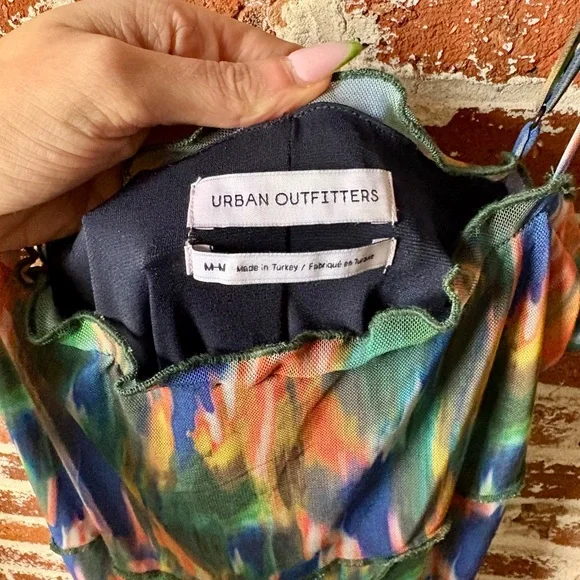 Urban Outfitters Moxie Mesh Mini Slip Dress with an abstract multicolor print - Picture 6 of 7